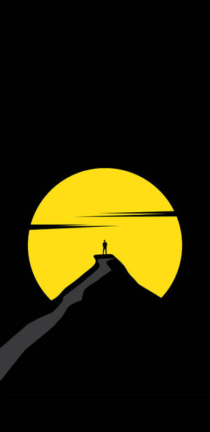 Amoled Yellow Full Moon Wallpaper