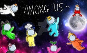 Among Us Space Vector Art Wallpaper