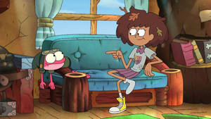 Amphibia Anne And Sprig On Couch Wallpaper