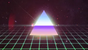 An 80s Grid Of Neon Triangles Wallpaper
