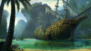 An Abandoned Pirate Ship Through Time Wallpaper