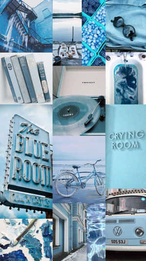 An Abstract Blue Collage Of Shapes And Textures Wallpaper