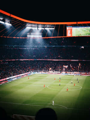 An Aerial View Of A Soccer Stadium Wallpaper