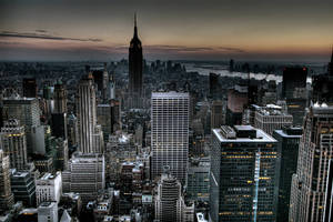 An Aerial View Of The Iconic New York City Skyline. Wallpaper