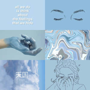 An Amazing Wallpaper Featuring A Modern Blue Collage Wallpaper