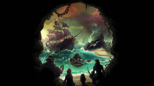 An Artist's Look At The Pvp Action Of Sea Of Thieves Wallpaper