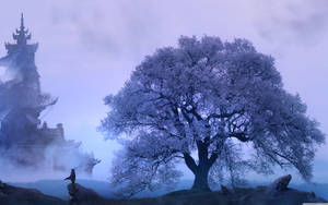 An Enchanted Tree In A World Of Oriental Fantasy Wallpaper