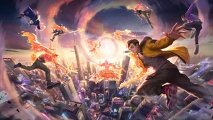 An Epic Scene From The Video Game League Of Legends Wallpaper