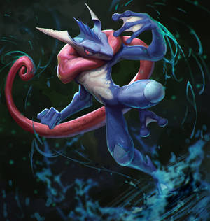 An Epic Visualization Of The Battle-ready Greninja Wallpaper