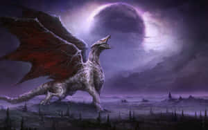 An Ethereal Purple Dragon In Flight Wallpaper