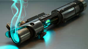 An Illuminated Star Wars Lightsaber Hanging Against A Backdrop Of Stars Wallpaper