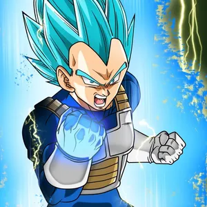 An Illustrated Portrait Of Vegeta From Dragon Ball Z In A Blue Aura Wallpaper