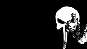 An Intense, Ruthless Punisher Logo In High Resolution, Showcasing The Iconic Skull In Menacing Detail Wallpaper