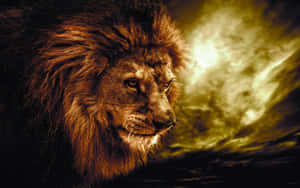 An Intrepid Abstract Lion Fearlessly Facing The Unknown Wallpaper