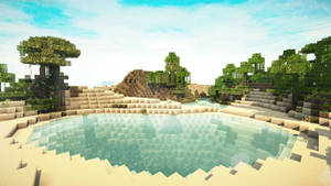 An Oasis In Minecraft Landscape Wallpaper