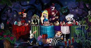 An Unexpected Tea Party With Alice's Unusual Guests Wallpaper