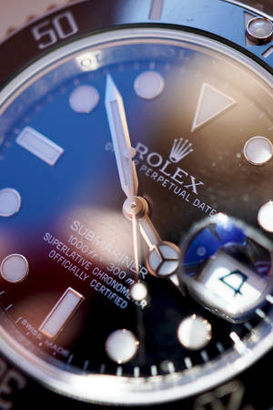 Analog Watch Silver Rolex Logo Wallpaper