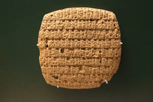 Ancient Cuneiform Script On A Clay Tablet In Iraq Wallpaper