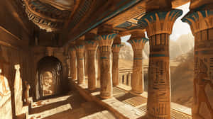 Ancient Egyptian Temple Corridor Wallpaper