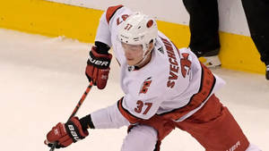 Andrei Svechnikov In Action On Ice Wallpaper