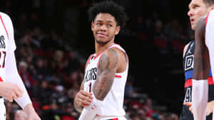 Anfernee Simons Portland Trail Blazers Court Side Wallpaper