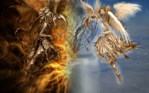 Angel Demon Duality Artwork Wallpaper