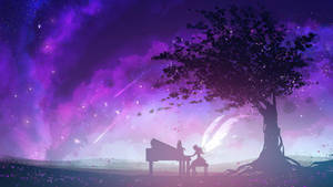 Angel Girl Playing Piano Wallpaper