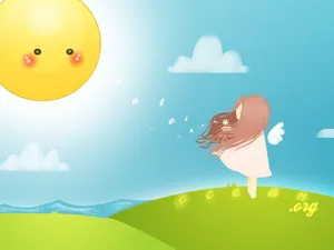 Angel On Hill Cute Desktop Wallpaper