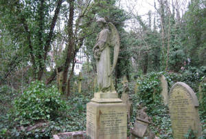 Angel Statue Amidst A Cemetery Wallpaper