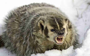 Angry Badgerin Snow.jpg Wallpaper