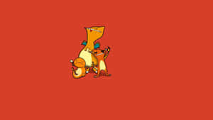 Animated Dinosaur Character Orange Background Wallpaper