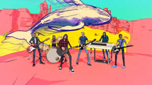Animated Foo Fighters Desert Performance Wallpaper
