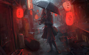 Animated Girl In Dark Alley Wallpaper