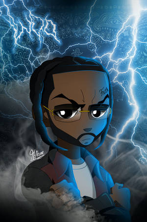 Animated Pop Smoke Blue Lightning Wallpaper