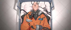 Animated Scientistin Restraint Chair Wallpaper