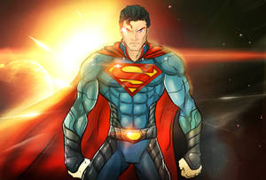 Animated Superman With Superman Logo Wallpaper