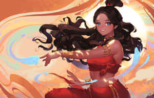 Animated Waterbender Katara Artwork Wallpaper