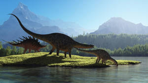 Animation Of Dinosaurs Drinking Water Wallpaper