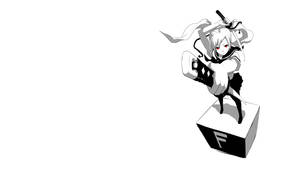 Anime Art Black And White Schoolgirl Katanas Wallpaper