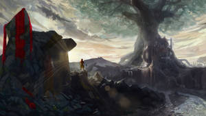 Anime Art Giant Tree Fantasy Wallpaper