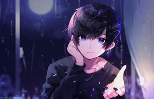 Anime Boy Black Hair Blue Eyes Wallpaper