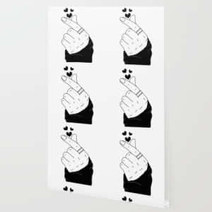 Anime Bts Finger Heart Collage Wallpaper