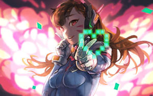 Anime Cat Girl Gaming D.va Love Sign Wallpaper