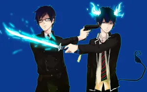 Anime Character Rin Okumura Poised For Battle Wallpaper