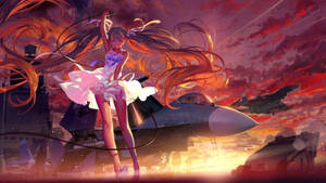 Anime Dance Ballerina With Sunset Wallpaper