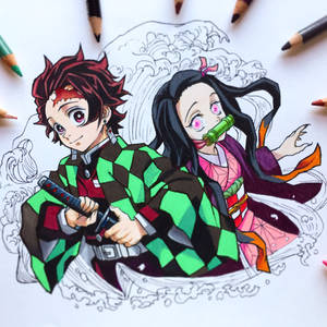 Anime Drawing Tanjiro X Nezuko Wallpaper