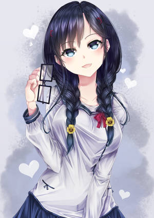 Anime Geek Girl With Braids Wallpaper