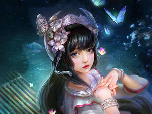 Anime Girl Butterflies Wallpaper