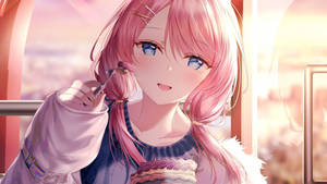 Anime Girl Eating Cake Wallpaper