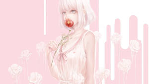 Anime Girl In Aesthetic Pink And Paste Gore Theme Wallpaper